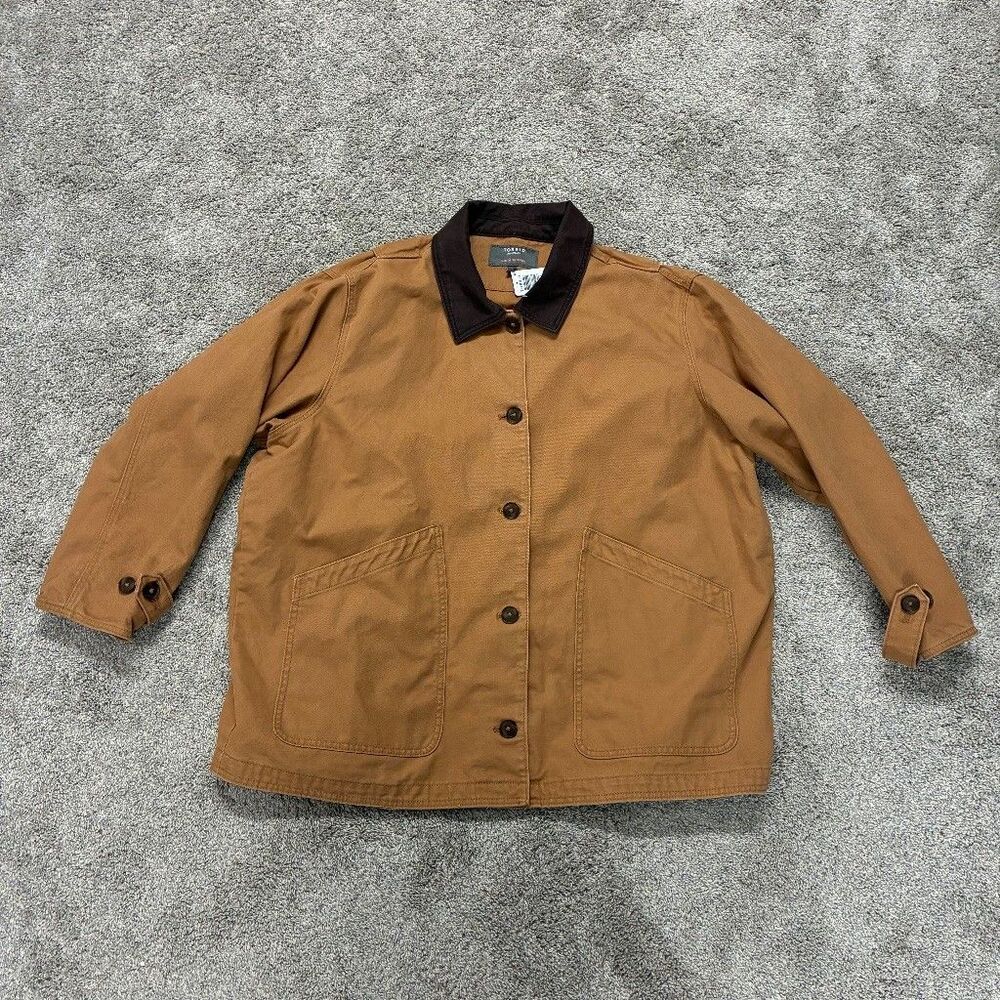 Torrid Twill Barn Jacket 3X Tobacco Brown Contrast Collar Utility Barn Coat NWT